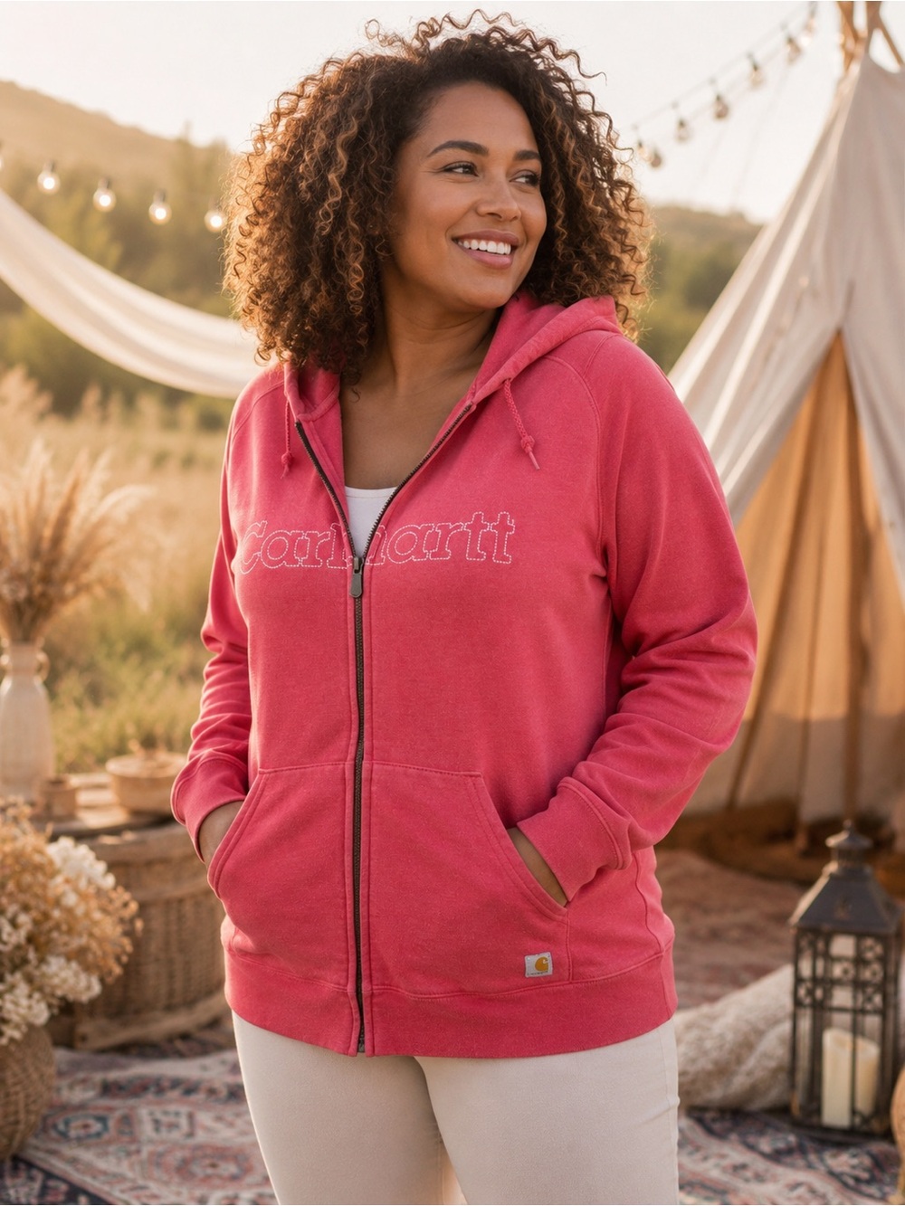 121) Carhartt Women's Rose Zip-Up Hooded Sweatshirt